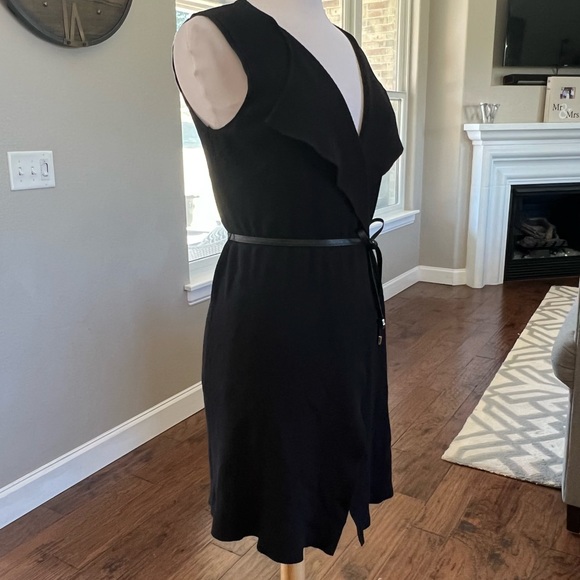 Adrianna Papell Small Black Long Cardigan Ribbed Sweater Top Belt Open Front - Picture 8 of 13